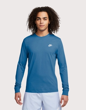 Activewear gear Nike Sportswear Club Long-Sleeve Blue Tee Clearance fashion