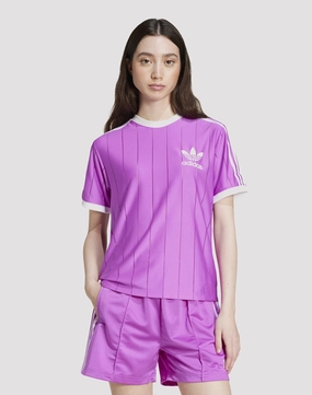 Adidas Adicolor 3-Stripes Purple/White Tee Leather - material fashion Activewear gear