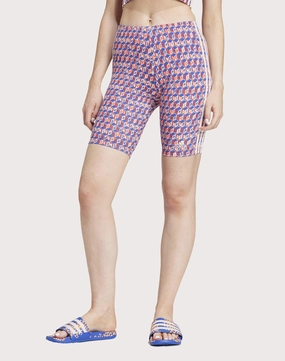 Adidas x FARM All Over Print Blue/Red Bike Shorts Comfortable apparel Lace - detailed fashion