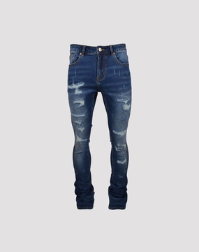 Affordable fashion Grindhouse Blue Stacked Flare Ripped Slim Fit Jeans Business casual wear