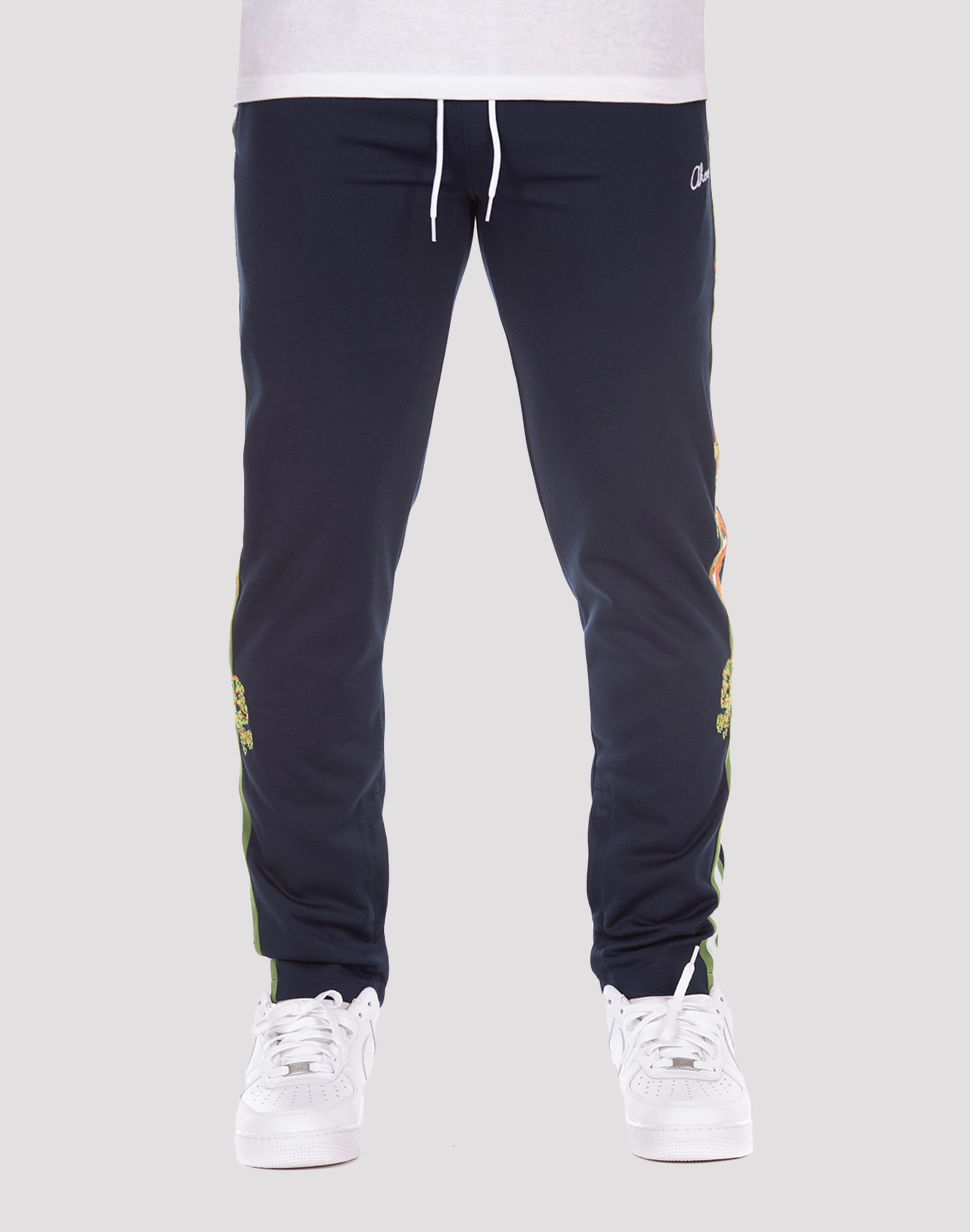 Akoo Palace Navy Track Pants Leather - material fashion Clothing and accessories
