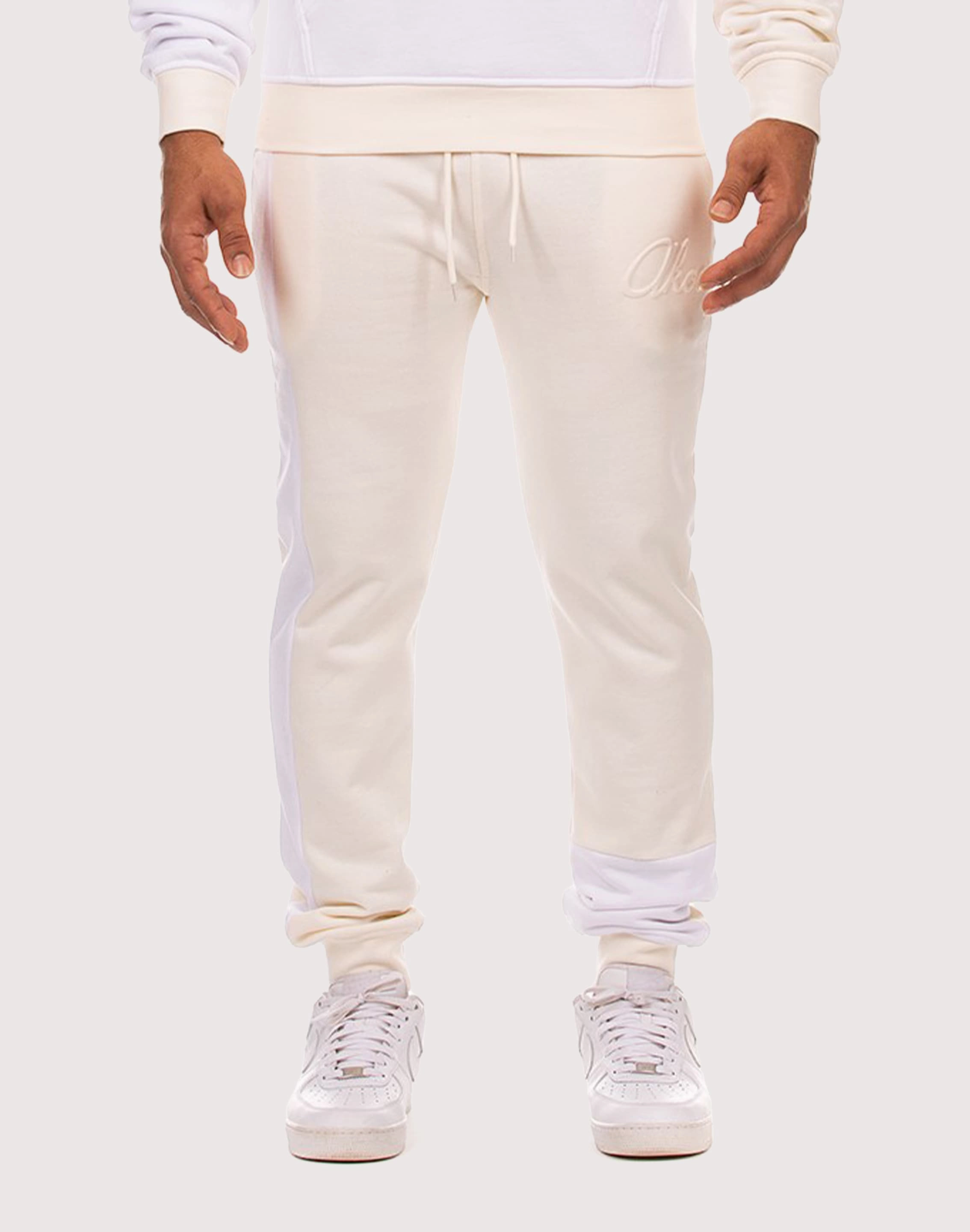 Akoo Script White Joggers Wool - sourced fashion Clothing assortments