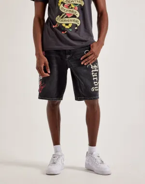 Athleisure fashion Ed Hardy Live Fast Denim Shorts Modern fashion