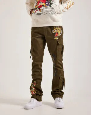 Athleisure fashion Ed Hardy Tiger Snake Stacked Cargo Pants Fashionable options