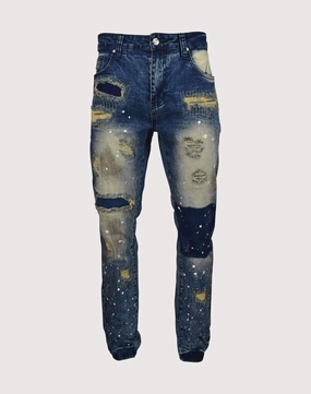 Athleisure fashion Grindhouse Heavy Rips Slim Fit Denim Jeans Minimalist fashion