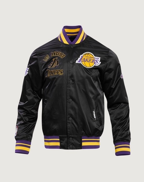 Beaded fashion items Pro Standard Los Angeles Lakers Retro Classic Rib Satin Jacket Fashion forecasting