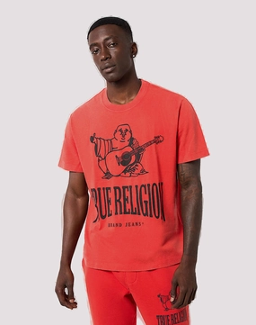 Beaded fashion items True Religion Vintage Crackle Buddha Red Tee Activewear gear
