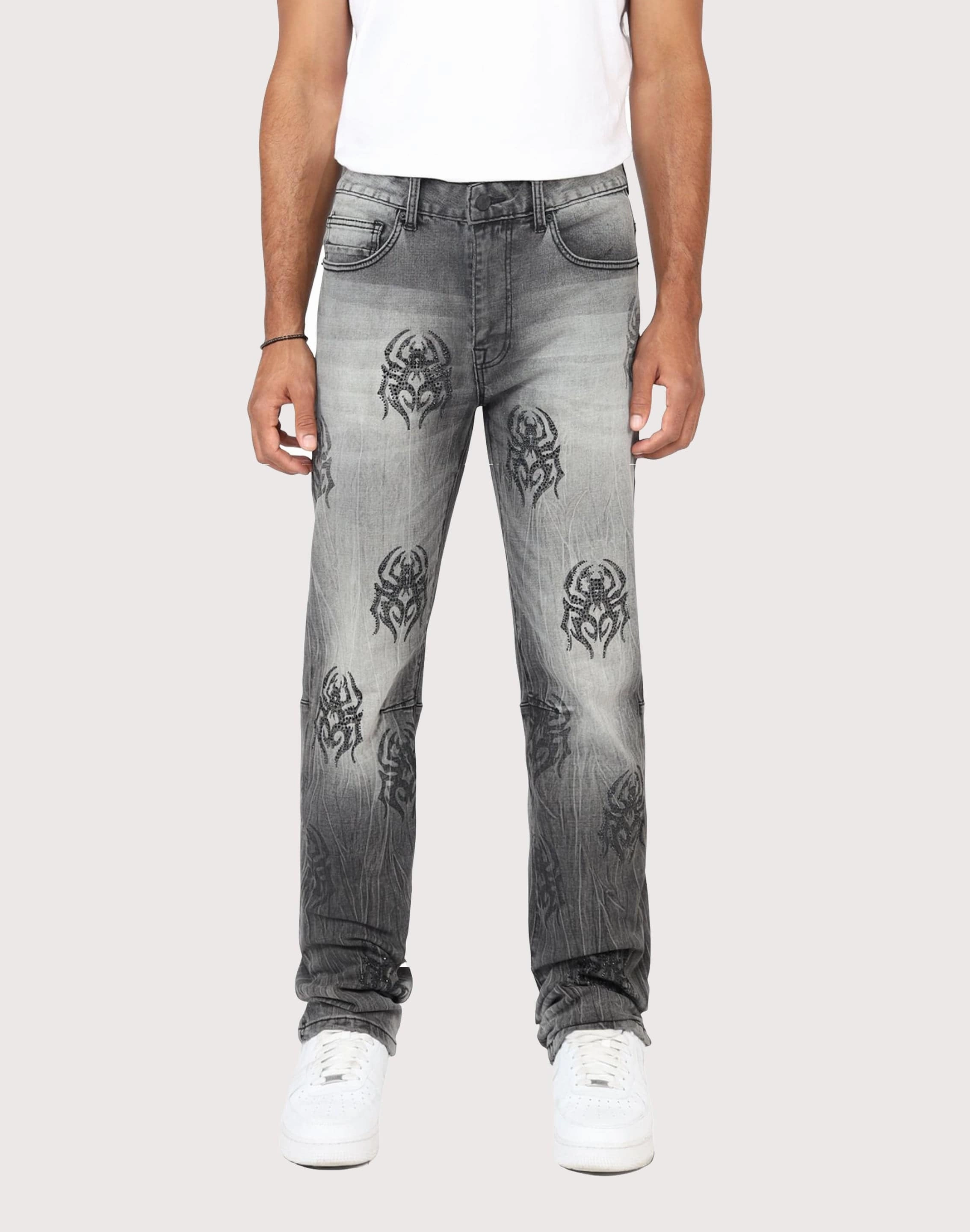 Business casual wear Grindhouse Straight Fit Spider Rhinestone Jeans Fashion culture
