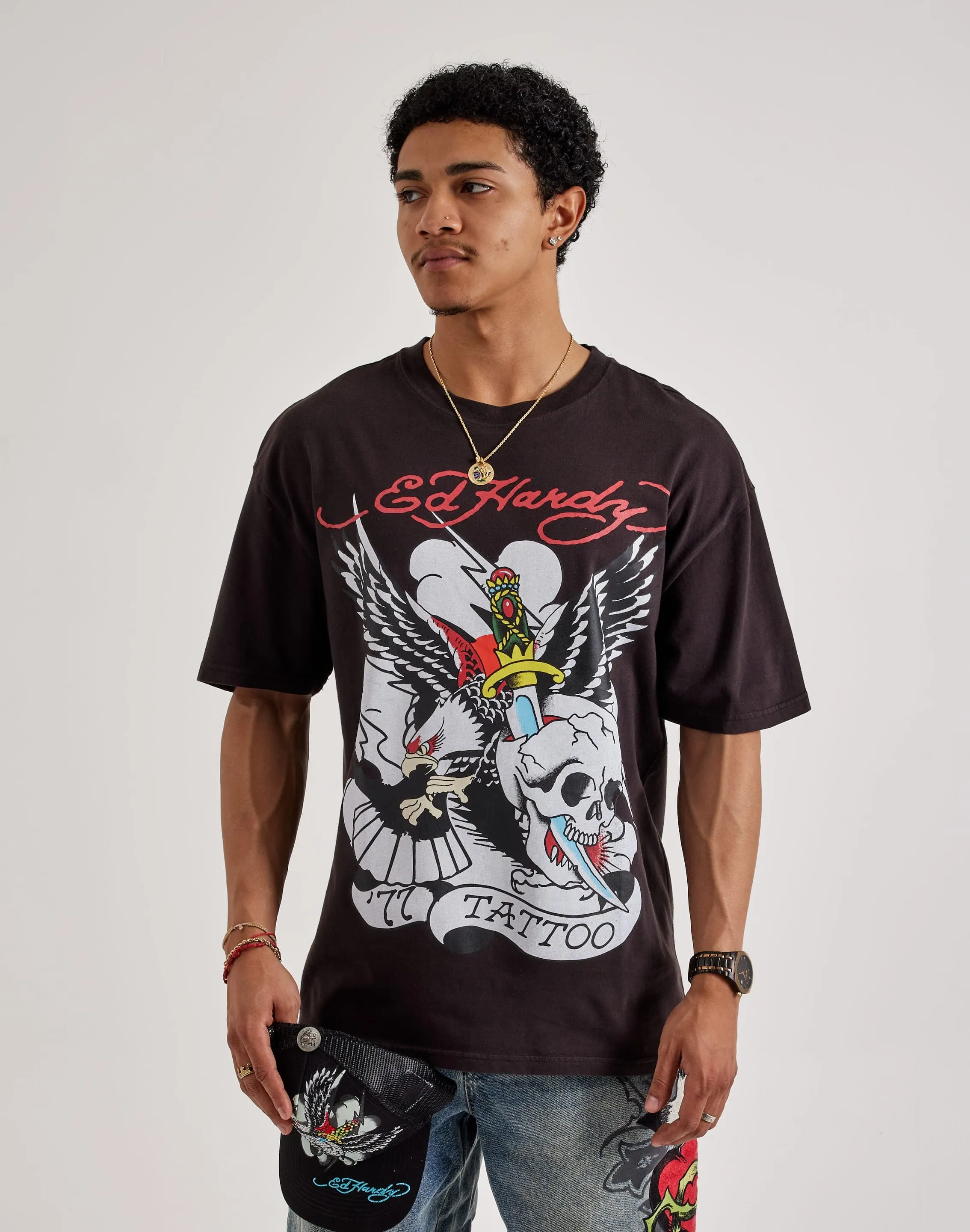 Casual wear options Ed Hardy '77 Eagle Boxy Tee Swimwear selections