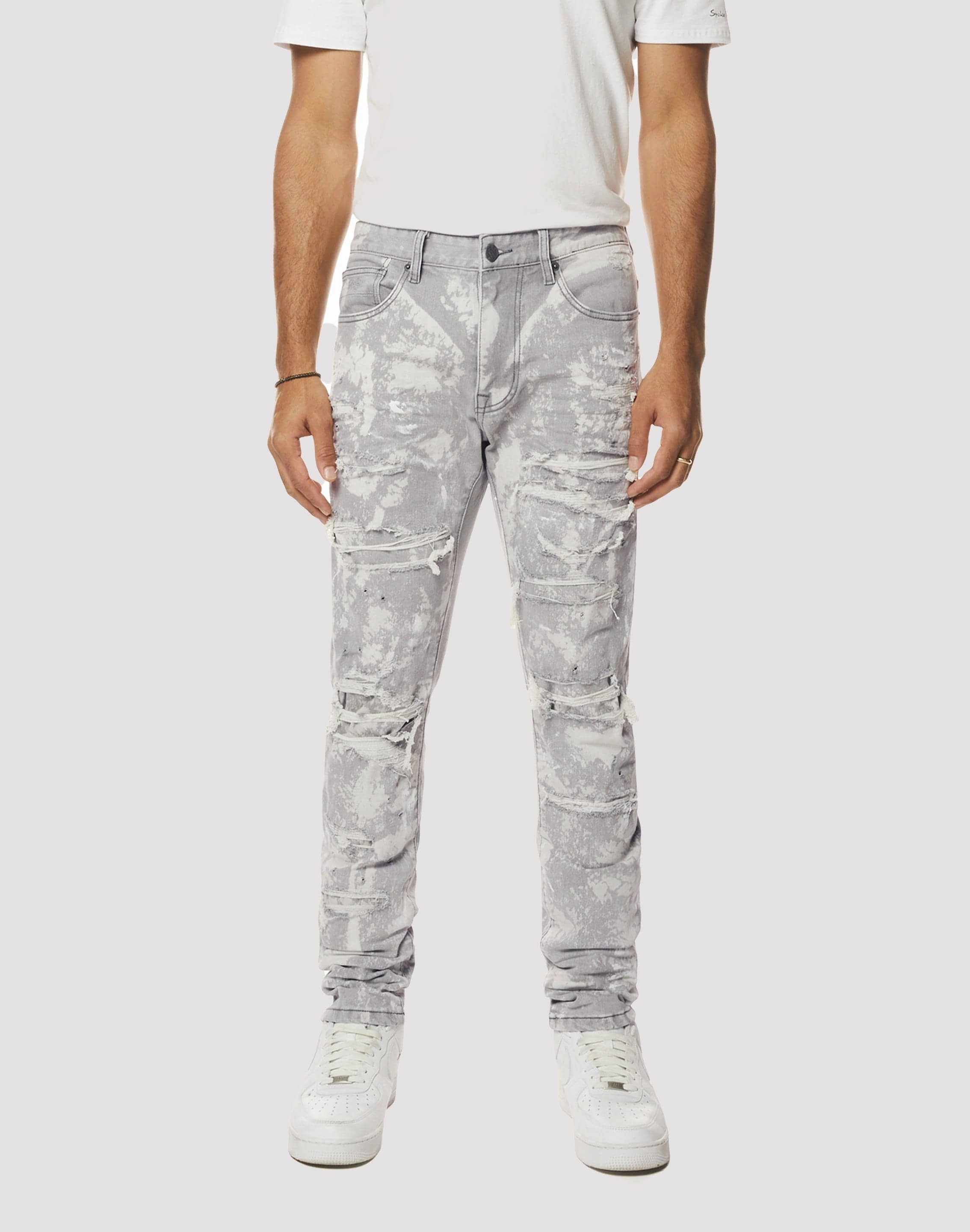 Cotton - made fashion Grindhouse Confetti Easy Slim Fit Denim Grey Jeans Nylon - included fashion