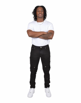 Cotton - made fashion Grindhouse Side Cargo Multi Pocket Denim Jeans Outerwear options