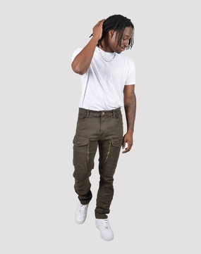 Designer fashion items Grindhouse Twill Front Cargo Log Zip Pants Spandex - incorporated fashion