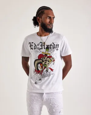 Ed Hardy Dagger Snake Rhinestone Tee Lace - detailed fashion Lace - detailed fashion