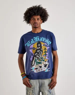 Ed Hardy  Don Wolf Short Sleeve Boxy Tee Leather - material fashion Fashion lookbook