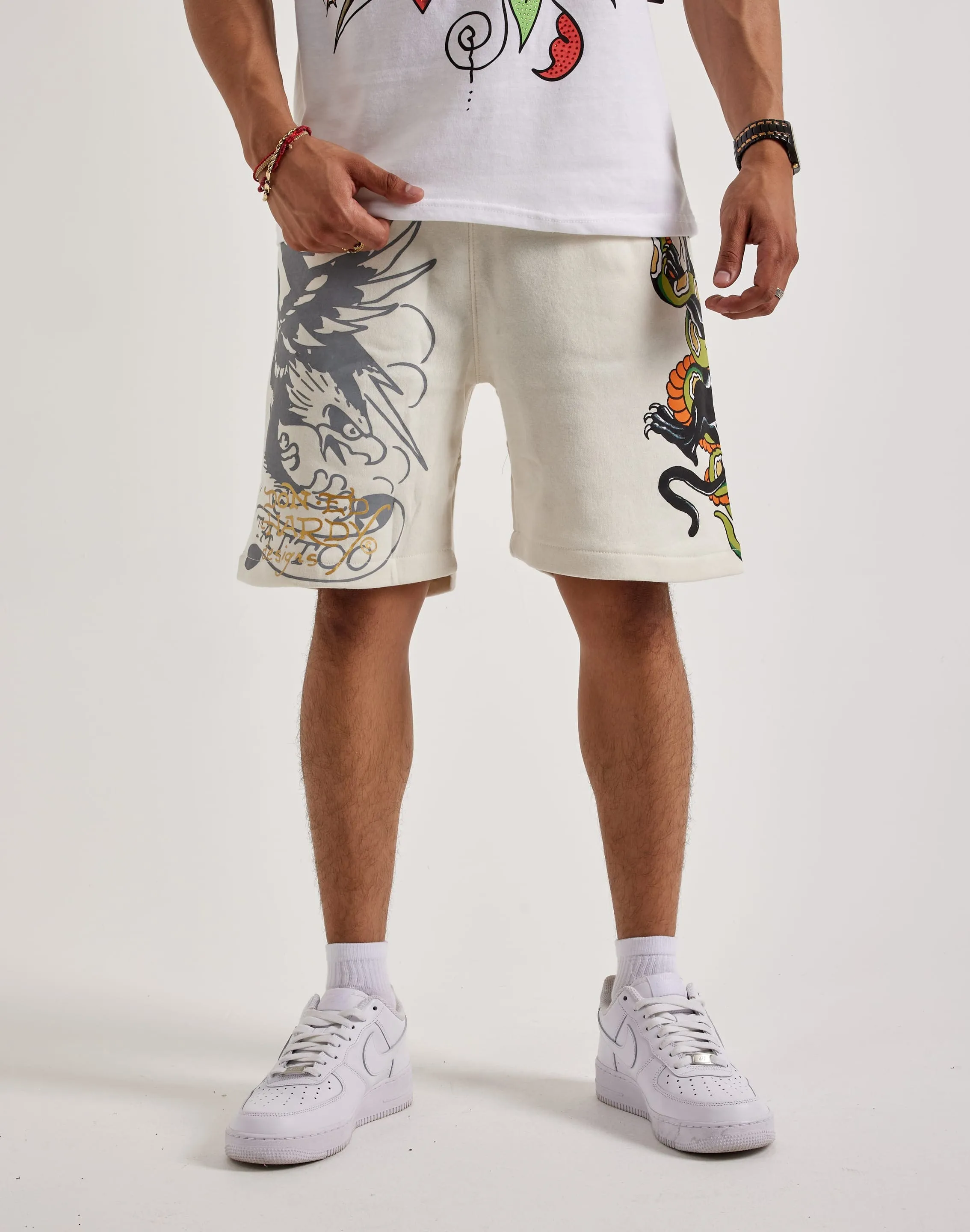 Ed Hardy Panther Snake Fleece Shorts Apparel finds Embroidered fashion