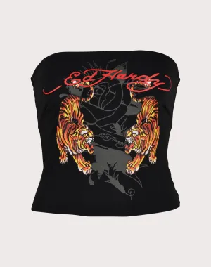 Ed Hardy Tiger Tube Black Top Smart casual wear Best - selling fashion