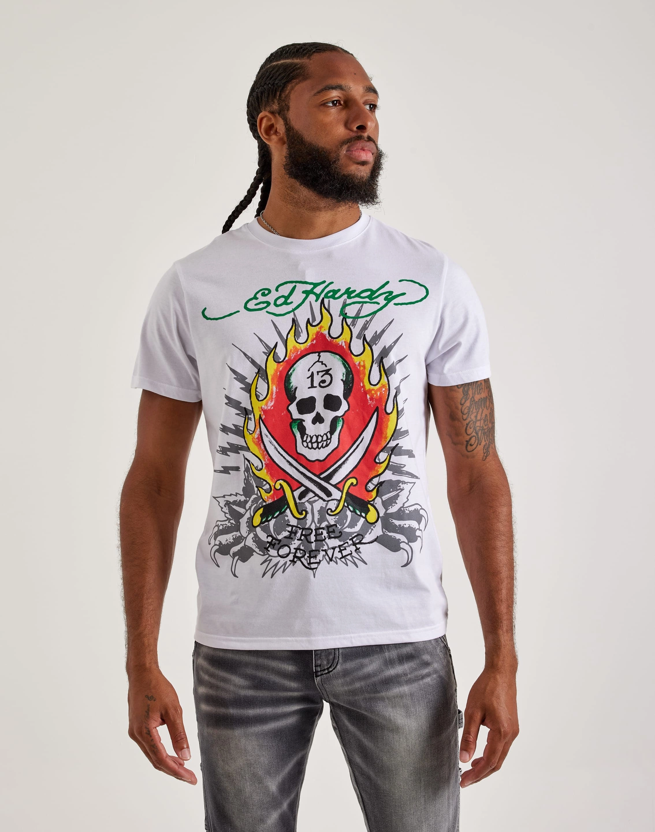 Ed Hardy 13 Skull Tee Free shipping offers Business casual wear