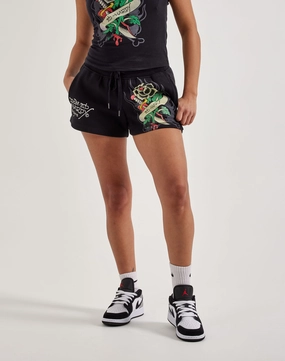 Ed Hardy Black Rose Fleece Shorts Fashion boutiques Clothing prices