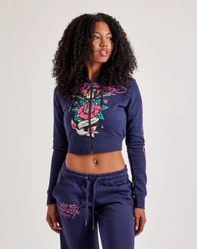 Ed Hardy Eagle Rose Full-Zip Fleece Hoodie Stylish products Leather - material fashion