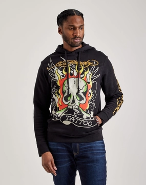 Ed Hardy Fire Skull Hoodie Wool - sourced fashion Apparel finds