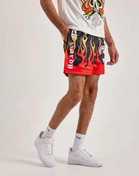 Ed Hardy Fire Skull Mesh Shorts Athleisure fashion Embroidered fashion