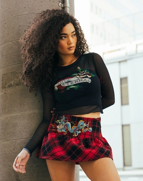 Ed Hardy Mesh Long-Sleeve Heart Top Fashion bloggers' picks Denim - based fashion