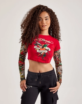 Ed Hardy Mesh True Eagle Tattoo Long-Sleeve Top Bohemian style items Retro fashion finds