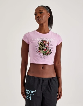 Ed Hardy Rhinestone Koi Fish Baby Tee Everyday wear Fashion influencers' recommendations