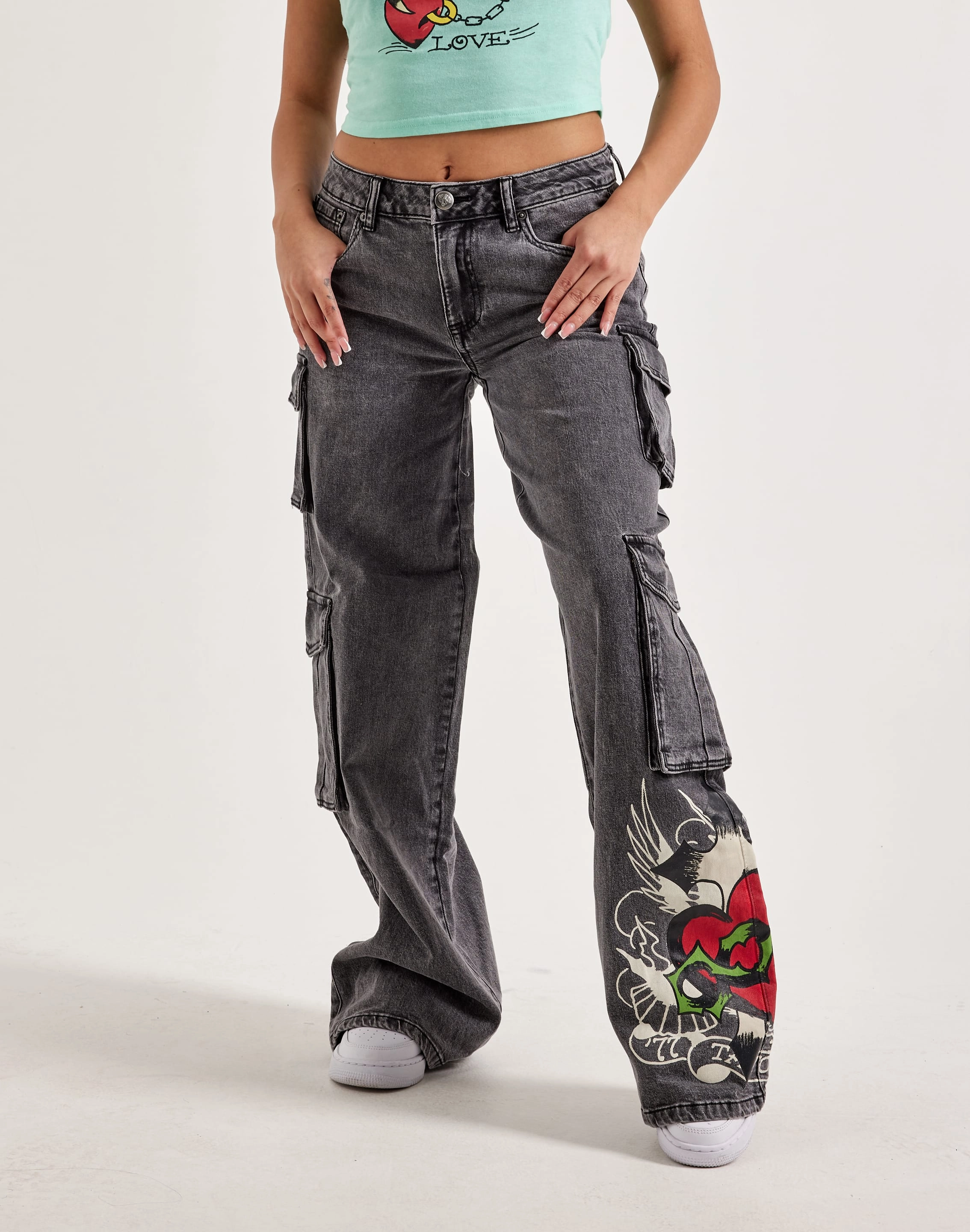 Sustainable fashion Ed Hardy Sacred Heart Cargo Jeans Street fashion