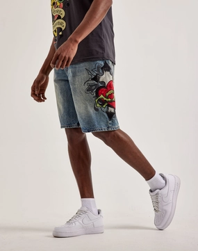 Ed Hardy Sacred Heart Denim Shorts Comfortable apparel Seasonal wear