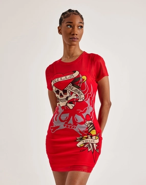Ed Hardy Skull Dagger Mesh Tee Dress Best - selling fashion Fashion brands