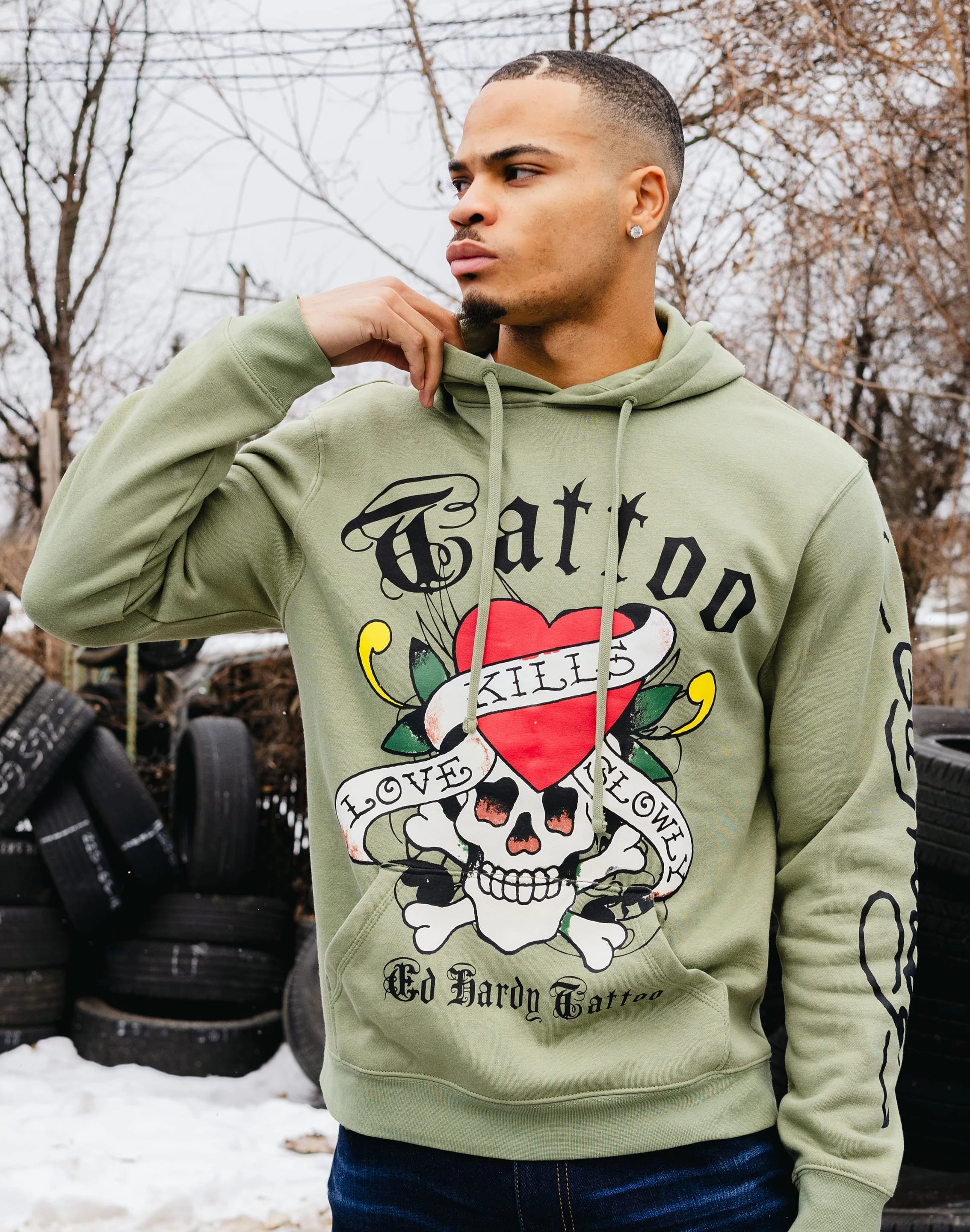 Ed Hardy Skull Hoodie Fashion sizes Upcycled fashion