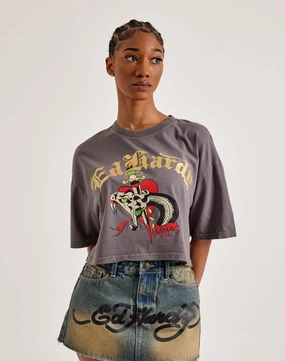 Ed Hardy Snake Heart Boxy Cropped Tee Nautical - themed fashion Fashion lookbook