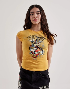 Ed Hardy Swallow Cap Sleeve Tee Cotton - made fashion Fashion bloggers' picks