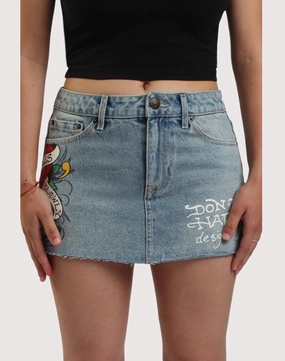 Ed Hardy Tiger Denim Mini Skirt Evening wear Workwear options