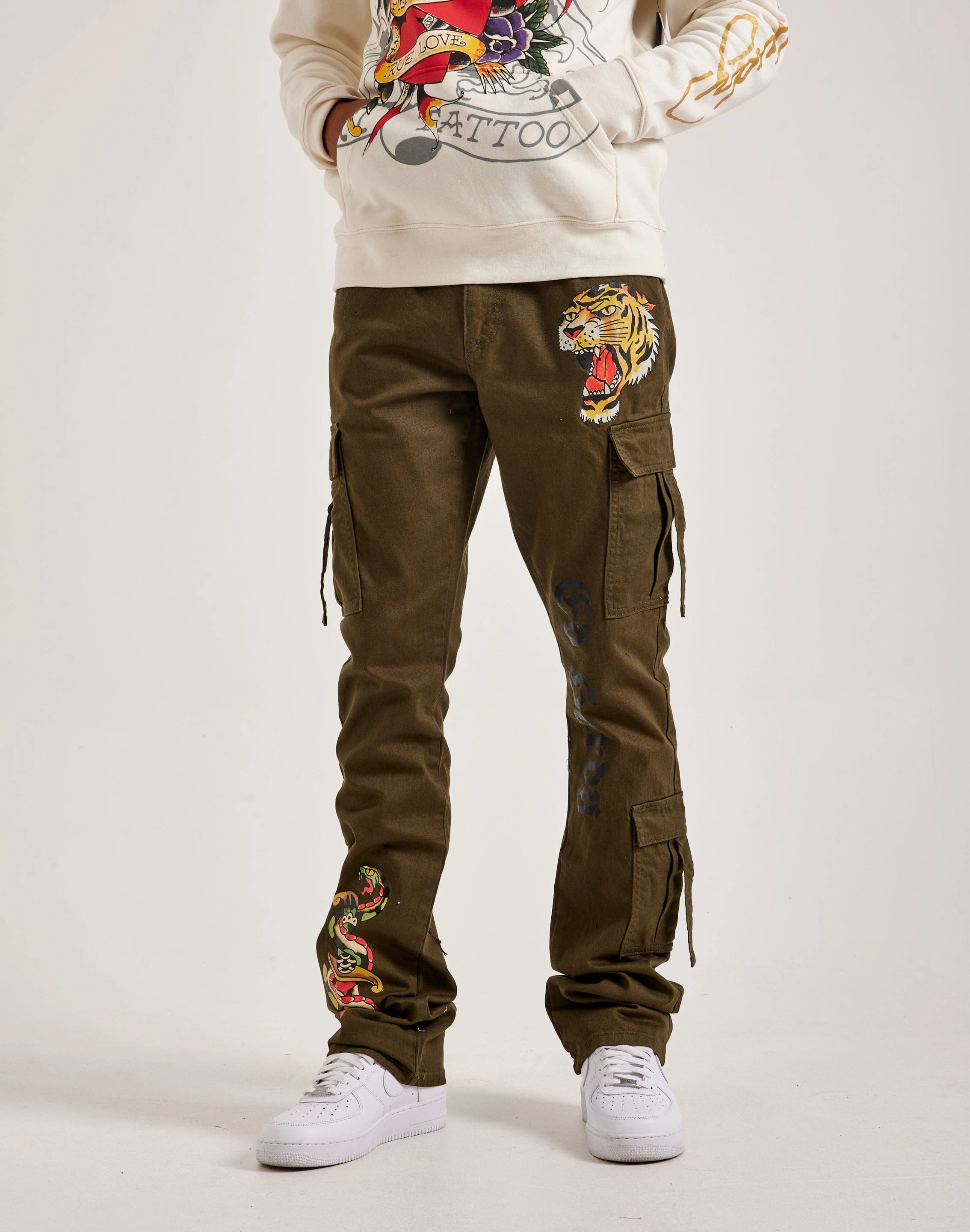 Ed Hardy Tiger Snake Stacked Cargo Pants Comfortable apparel Everyday wear