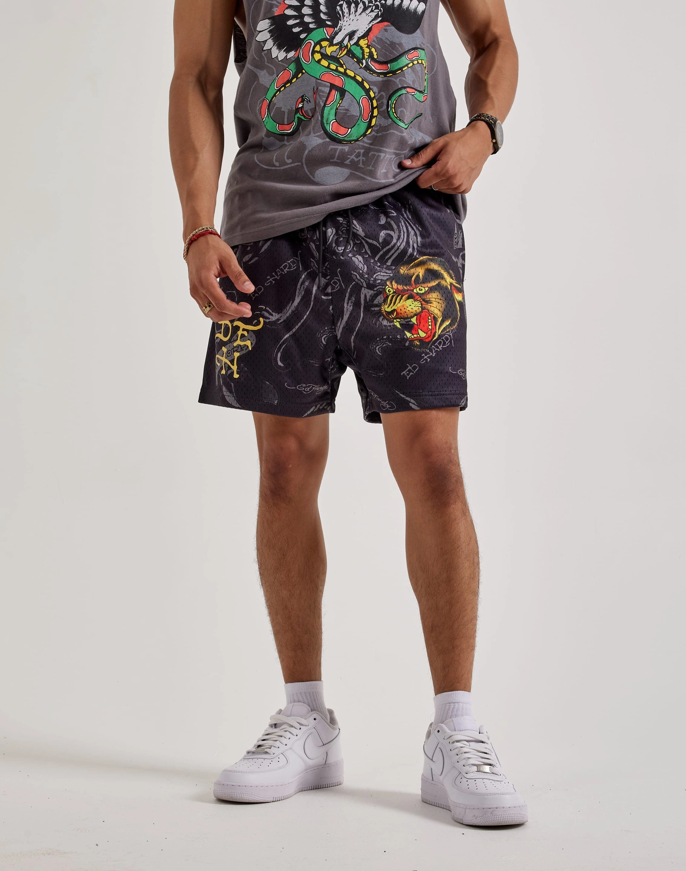 Embroidered fashion Ed Hardy Panther Mesh Shorts Fashion archives