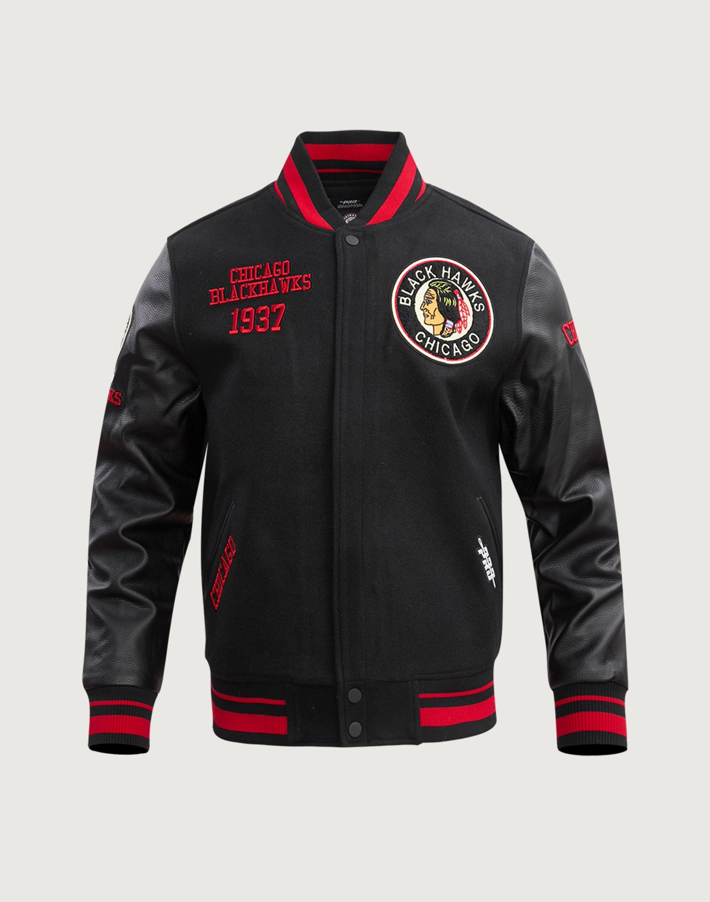 Ethical fashion choices Pro Standard Chicago Blackhawks Retro Classic Rib Wool Varsity Jacket Cotton - made fashion