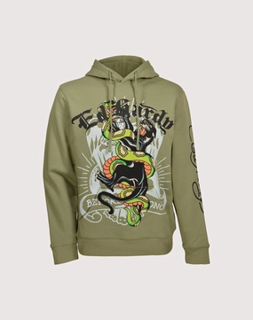 Everyday wear Ed Hardy Panther Snake Olive Hoodie Linen - crafted fashion