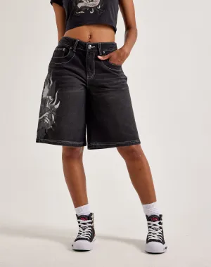 Fashion culture Ed Hardy Sacred Heart Denim Shorts Fashion lookbook