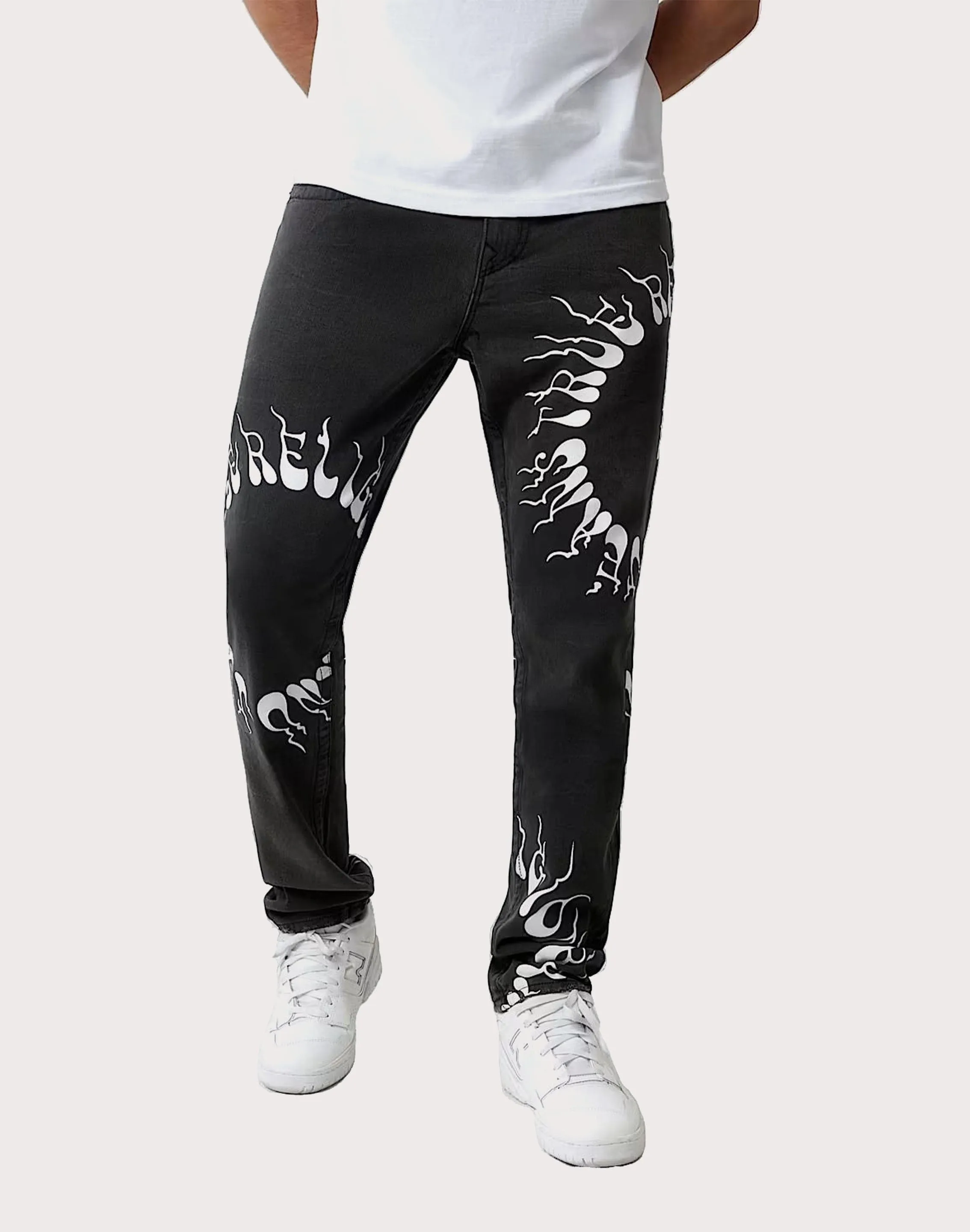 Fashion photography True Religion Dark Society Club Rocco Flap Slim Fit Denim Jeans Suede - finished fashion