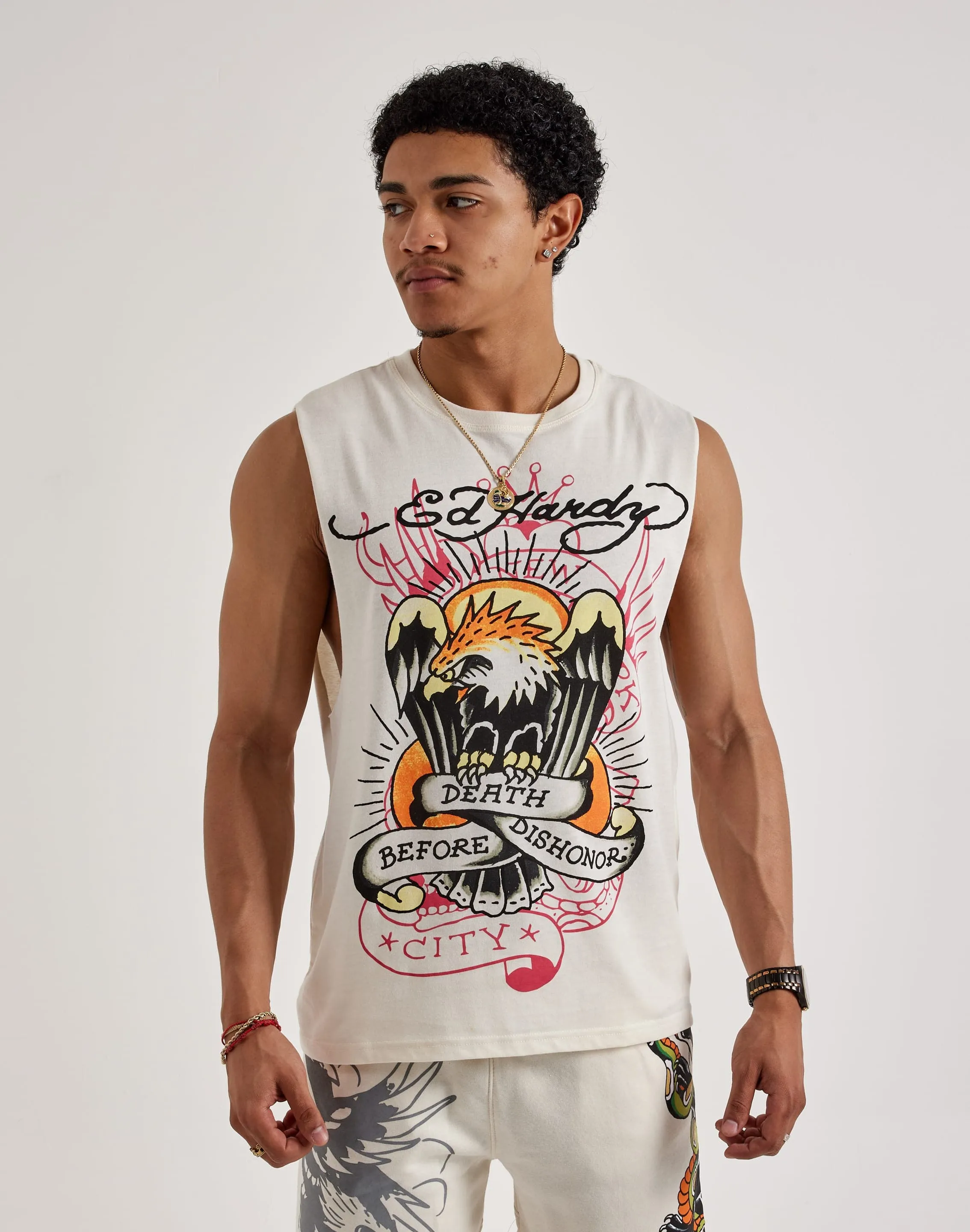 Fashion storage (wardrobes, hangers, etc.) Ed Hardy Death Before Dishonor Eagle Sleeveless Tee Party wear