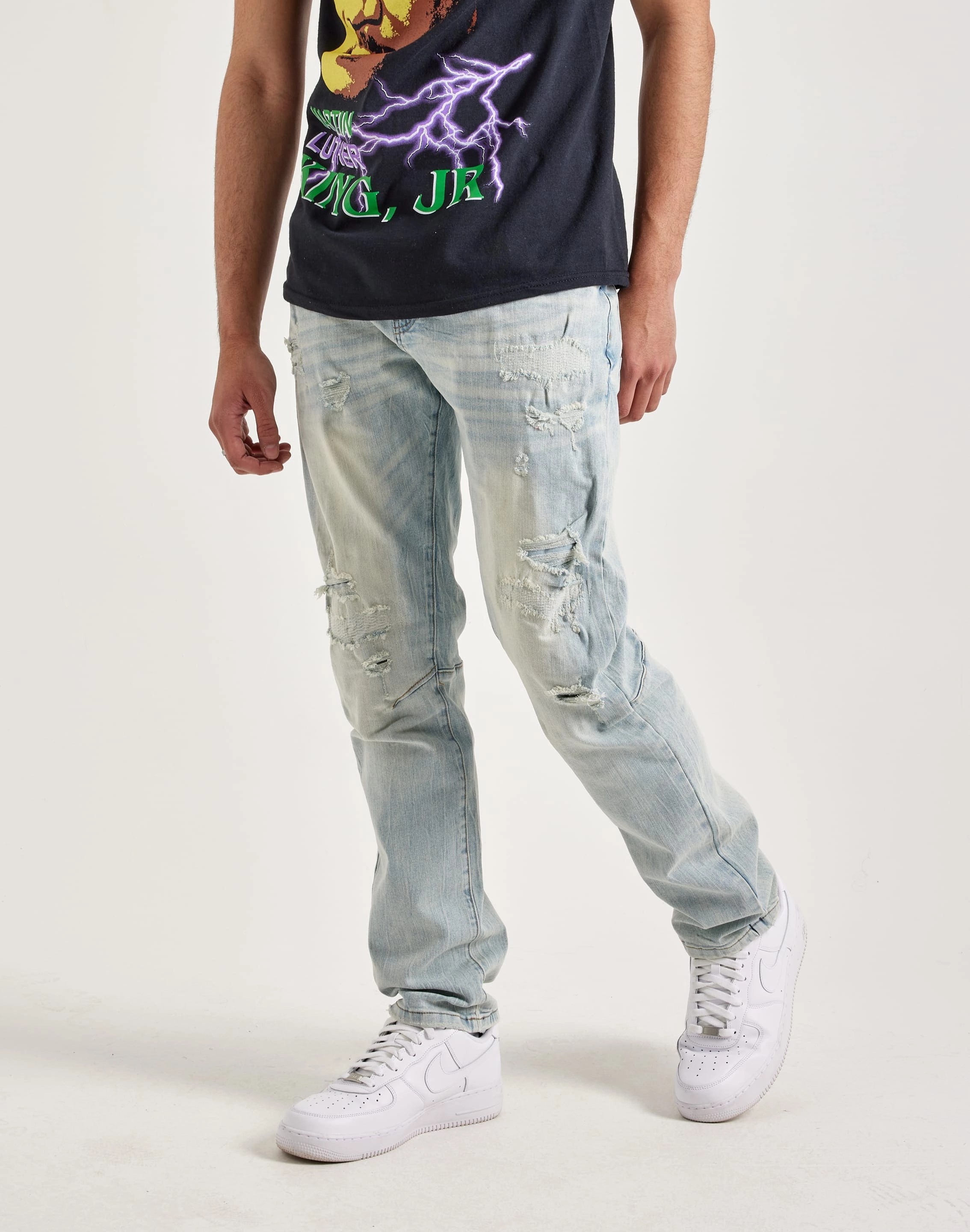 Fashion exhibitions Smoke Rise Vintage Bleach Effect Denim Jeans Patterned fashion (floral, stripes, etc.)