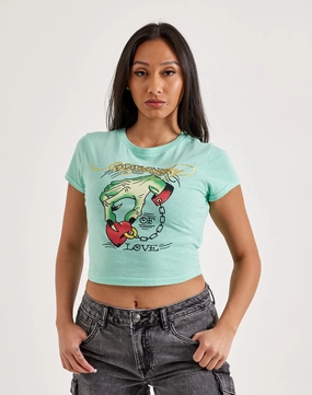 Fashion for all body types Ed Hardy Heart Hand Baby Tee Workwear options