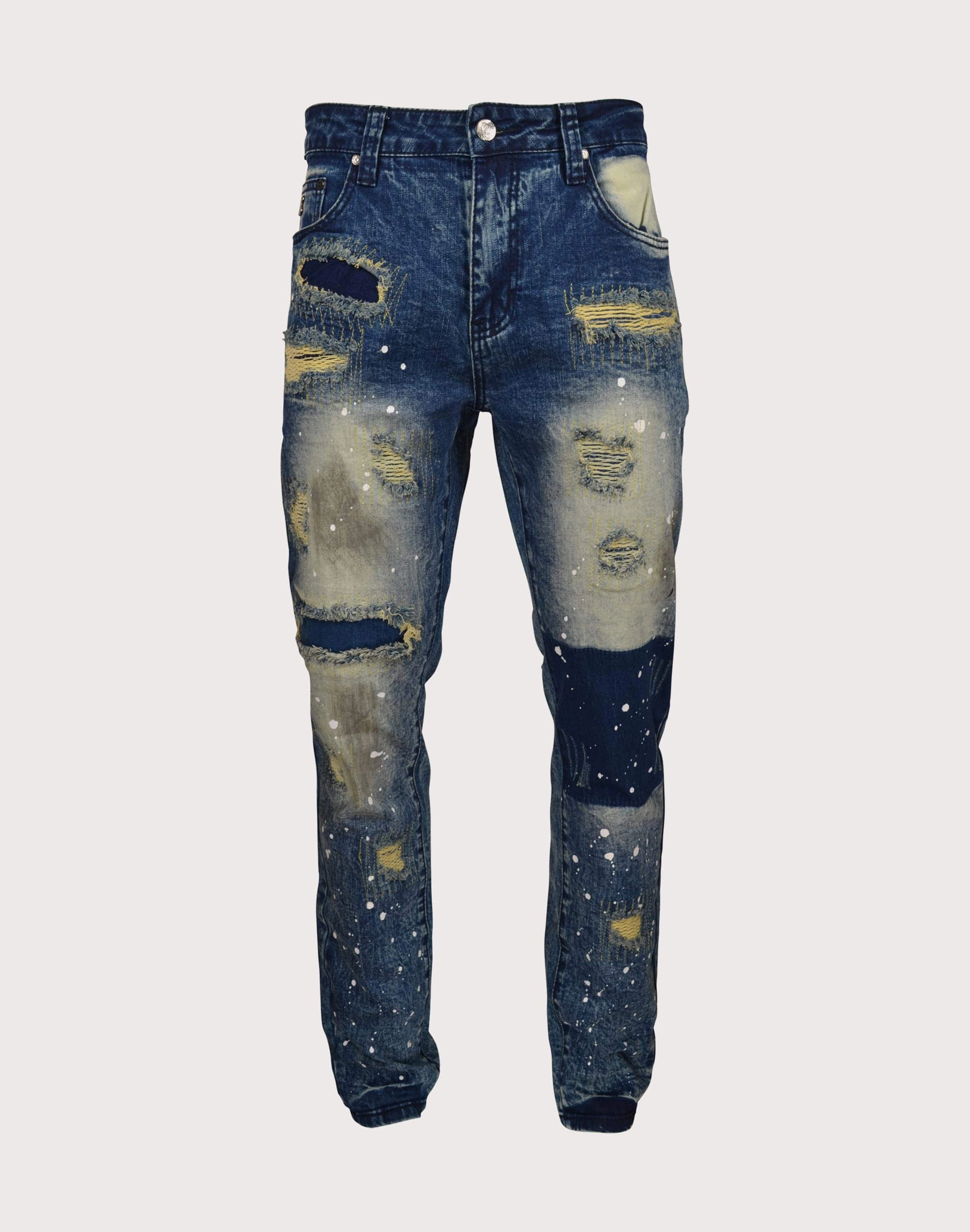 Fashion for all body types Grindhouse Blue Heavy Rips Slim Fir Denim Dark Blue Jeans Fashion inspiration