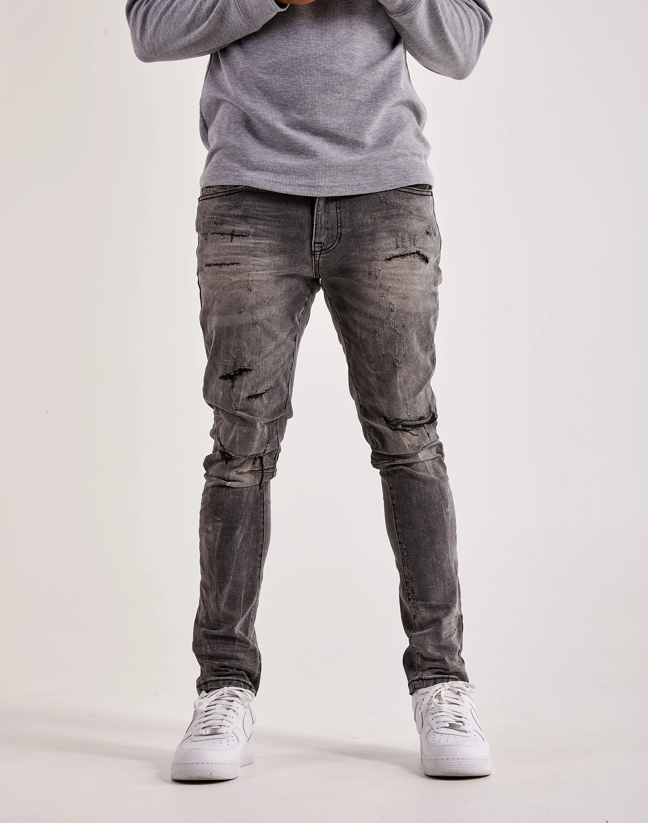 Fashion models Smoke Rise Rip & Repair Jeans Fashionable goods