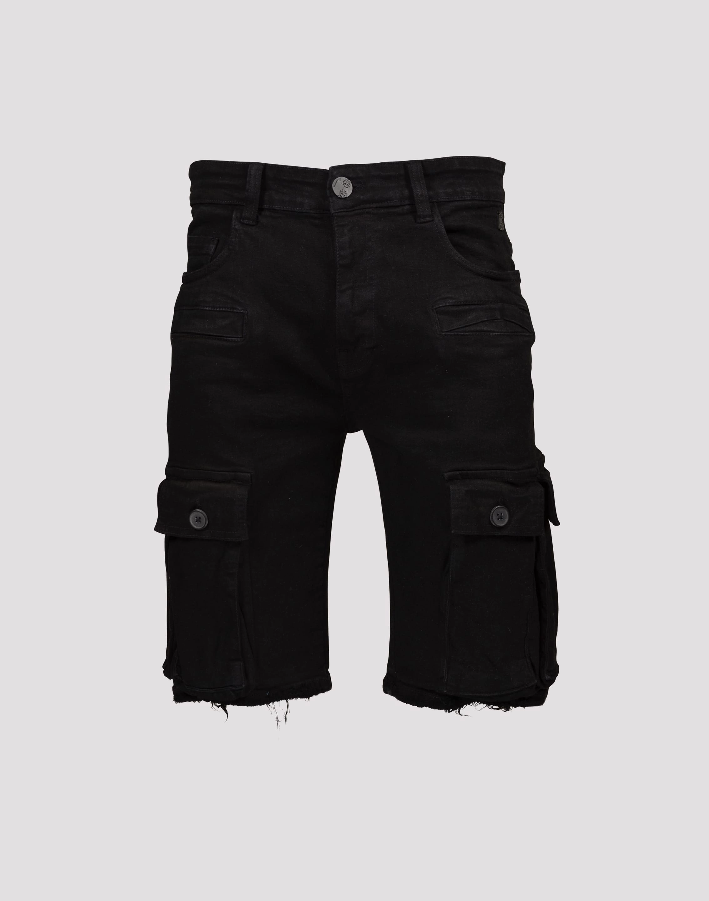 Fashion photography Grindhouse Cargo Pocket Denim Black Shorts Hip - hop fashion