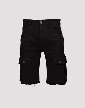 Fashion photography Grindhouse Cargo Pocket Denim Black Shorts Hip - hop fashion