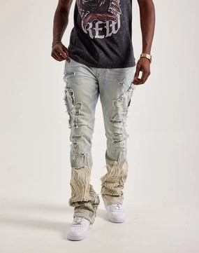 Fashion photography Smoke Rise Flame Rip & Repair Stacked Jeans Fashion forecasting