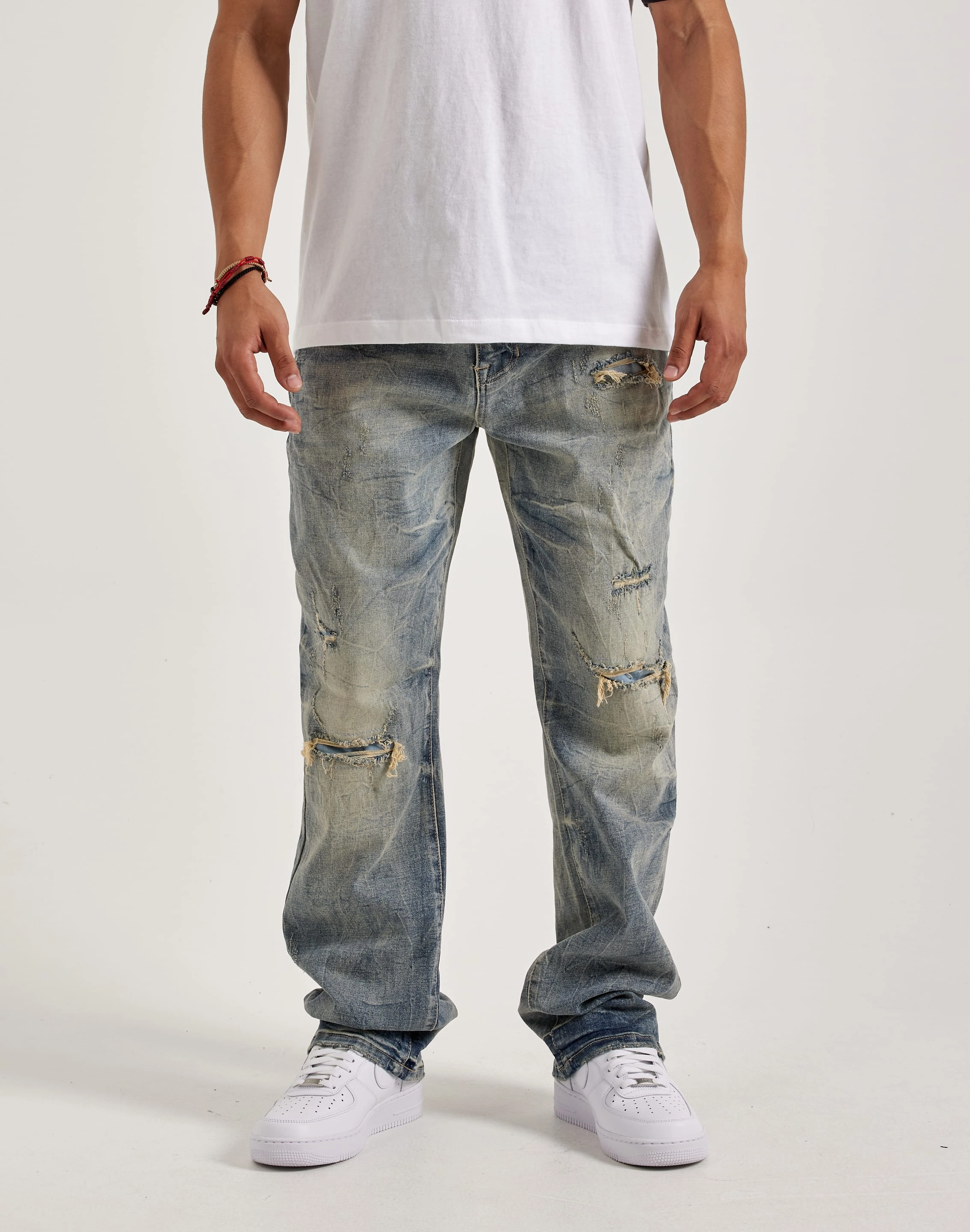 Fashion sizes Smoke Rise Rip & Repair Straight Denim Jeans Fashion technology